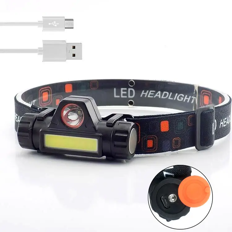 New Popular Mining Cheap XPE LED Headlamp Running Rechargeable COB Head Lamp Stepless Dimming Torch Flashlight Headlamps