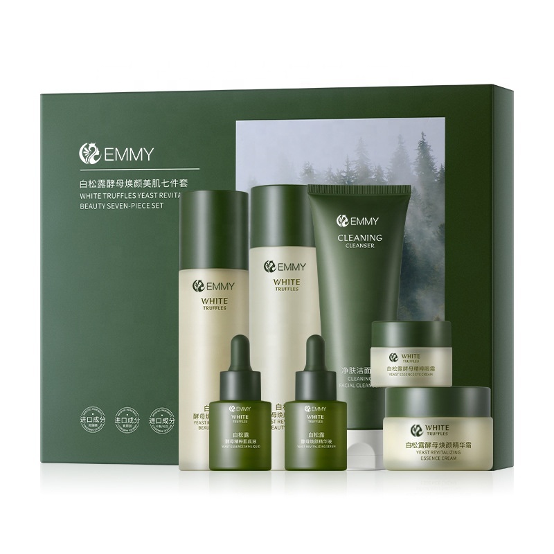 Private Label Vegan Skincare Anti Aging Anti Acne Dark Spot Remover White Truffles Yeast Revitalizing Beauty Skin Care Set