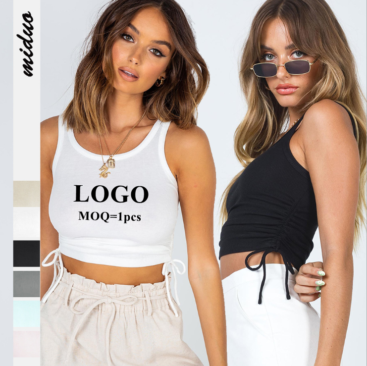 2021 customized casual hot saling drawstring summer garcon cotton women camisole