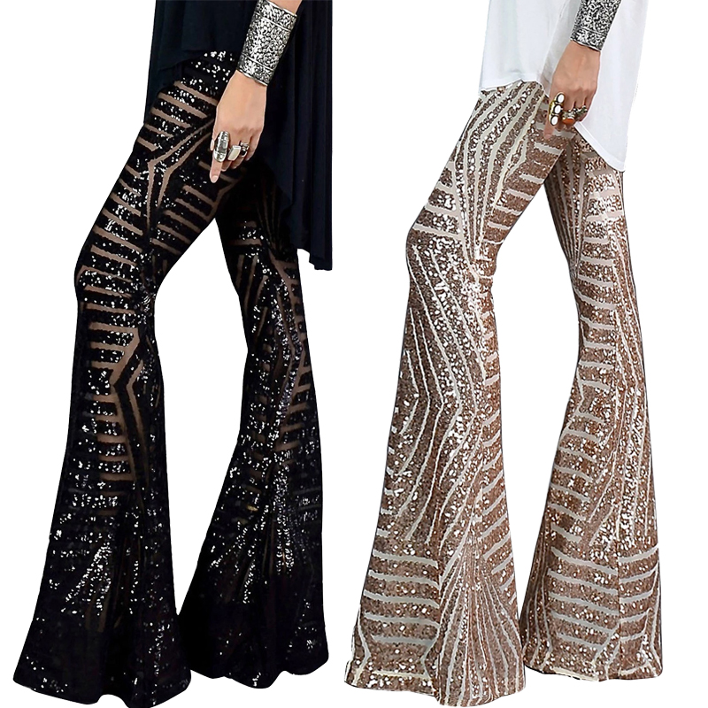 2021 Pantalones De Cintura Alta De Color Cobalto повседневная женская обувь Lentejuela Acampanada Ropa Mujer
