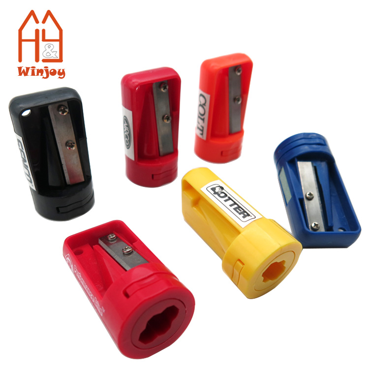 Custom and wholesale stationery products list manual pencil sharpener,plastic big carpenter pencil sharpener for builder.