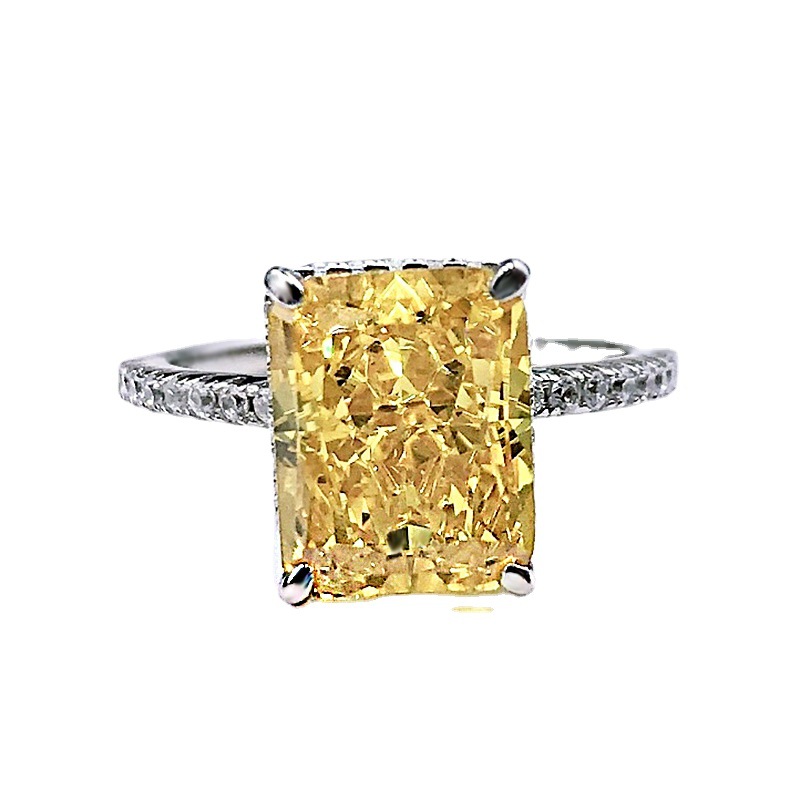 925 Sterling Silver Radiant Cut Created Moissanite Engagement Wedding Ring Wholesale