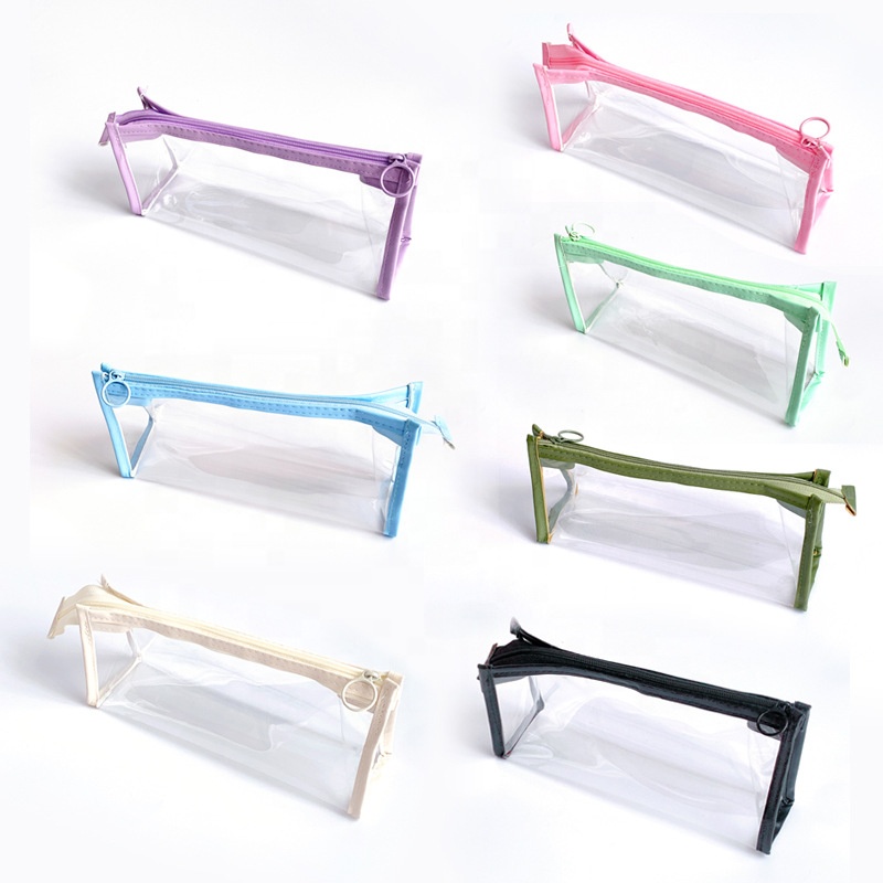 High Capacity Transparent Pencil Case Simple Stationery Case Waterproof and Moisture-proof with Zipper for School Office