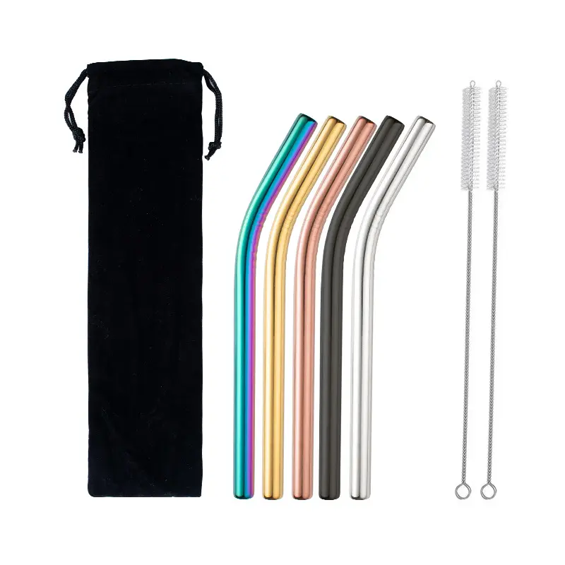 Fashion Long Private Label Reusable Metal Stainless Steel Drinking Straw