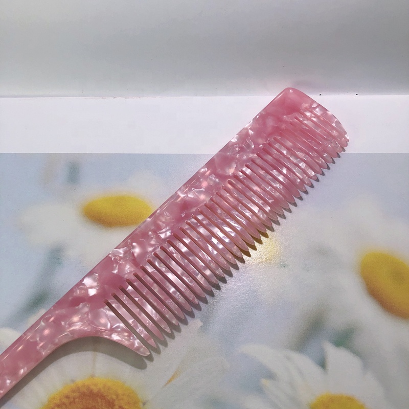 professional wholesale pink logo simple tortoise shell acetate rat tail hair combs for women