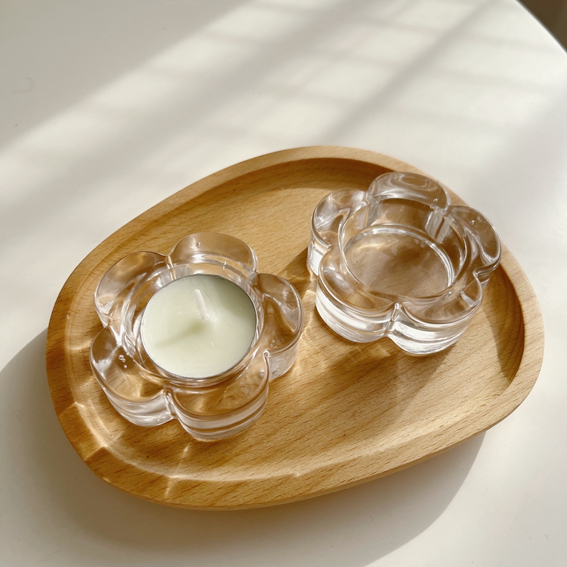 Wholesale Unique Creative Flower Clear Crystal Glass Candle Candelabra Candlestick Holder for Home Decoration