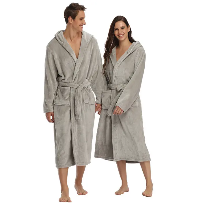 Bathrobe Set Custom Luxury Fancy Hooded Bath Robe Man Woman Bathrobe Set For Couple