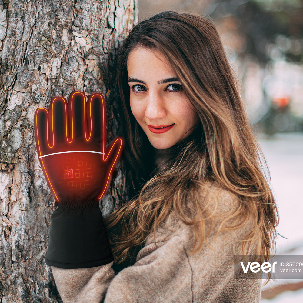 USB 5V/2A portable winter electric heated warm gloves electric heating finger gloves
