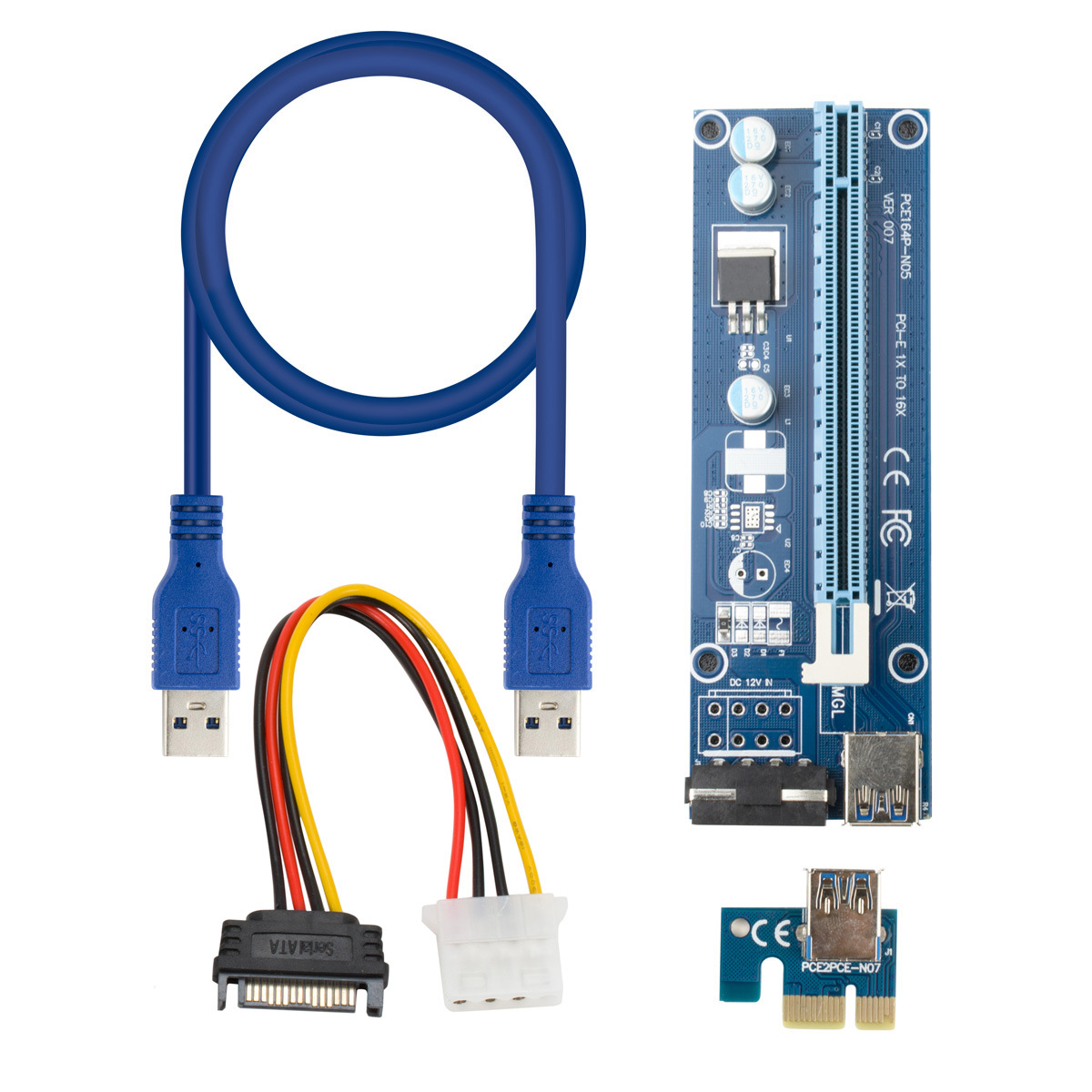High Quality Updated Version PCIE 1X16 PCIE Riser Card PCIE Graphic card with 60cm USB3.0 Extension Cable