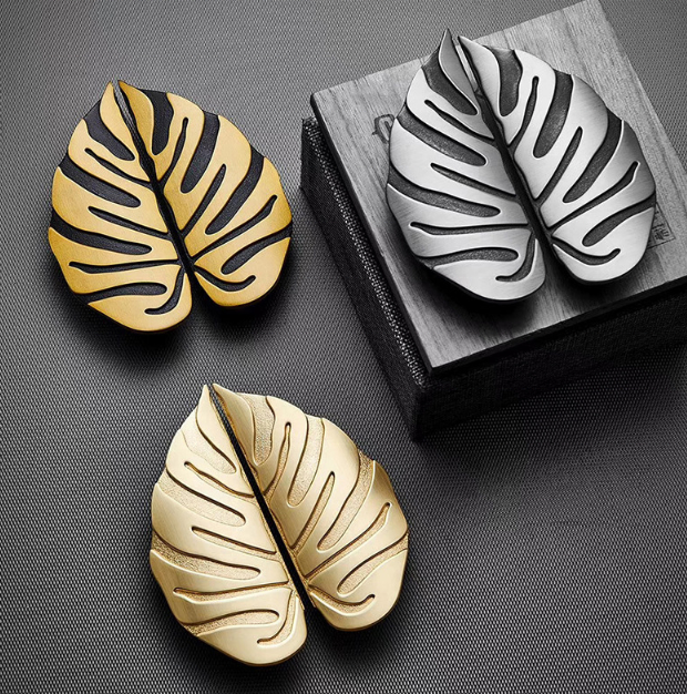 Мебельная ручка LEAF 5009 из цинка и латуни, золотистая и серая