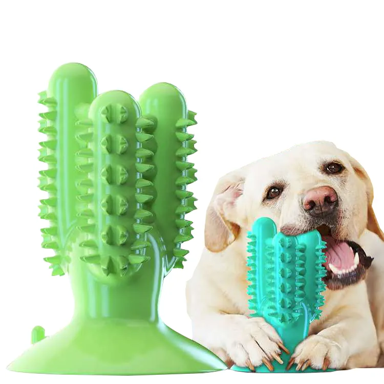 Amazon Hot Sale TPR Teeth Cleaning Pet Dog Playing Chew Toys Cactus Dog Toothbrush Pet Supplies