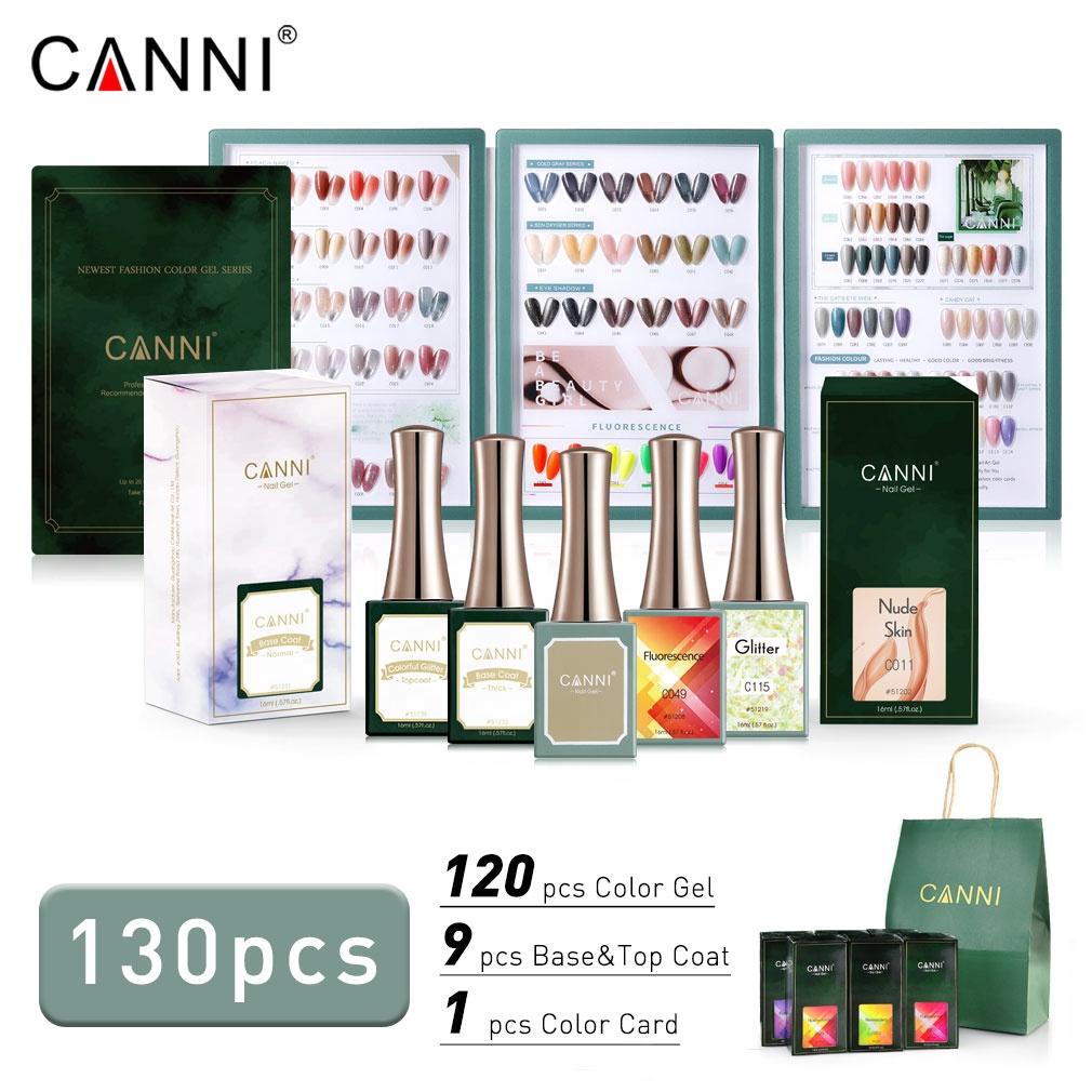 512kit оптовая продажа CANNI 16 мл био-Гели SOAK OFF УФ гель-Лаки 130 шт Набор для наращивания ногтей Гель-лак Подарочный набор Эмаль комплект для девочки лак набор