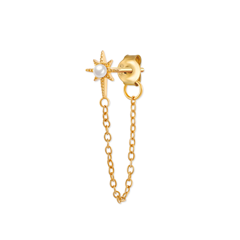 CANNER High Quality S925 Silver Star Pearl Tassel Earrings Zircon Earring For Women Chain Earrings