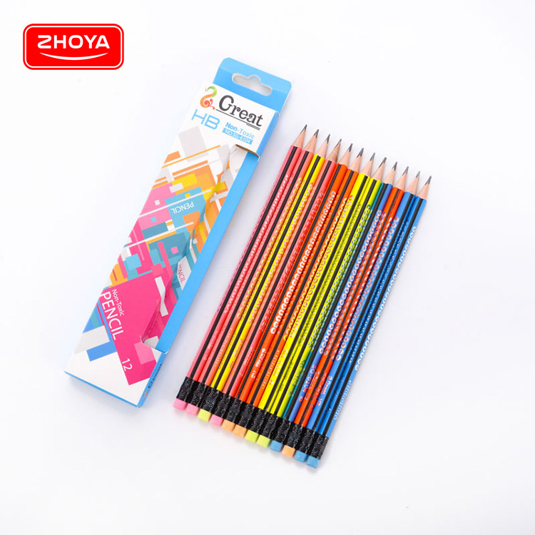 Low price high quality school supplies 12 pcs wooden standard pencil, HB lead pencil for children