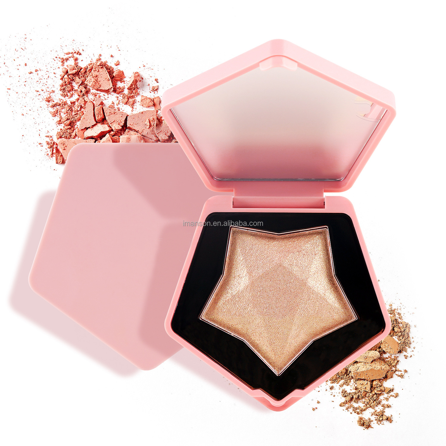 No Logo Pressed Highlighter Palette Powder Private Label Star Highlighter Makeup