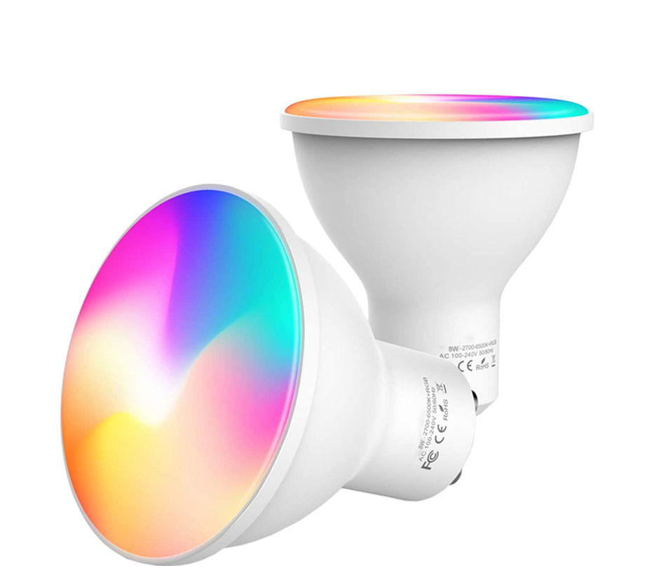 Светодиодная лампочка GU10 RGB с регулируемой яркостью, 8 Вт, умный пульт дистанционного управления Wi-Fi или ИК, RGB и белый