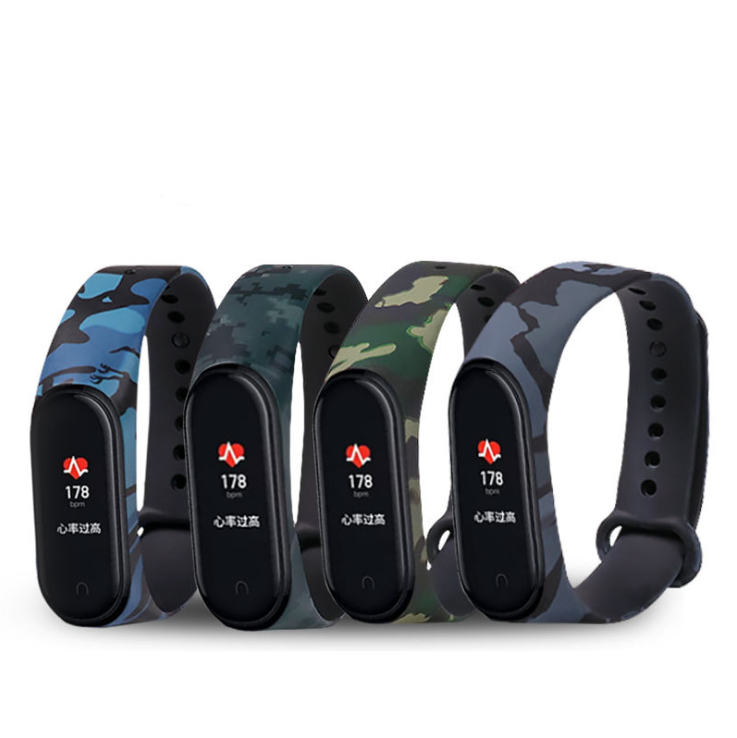 Ремешок силиконовый Камуфляжный для Xiaomi Mi Band 3 4, сменный Браслет для наручных часов Mi Band 3 4