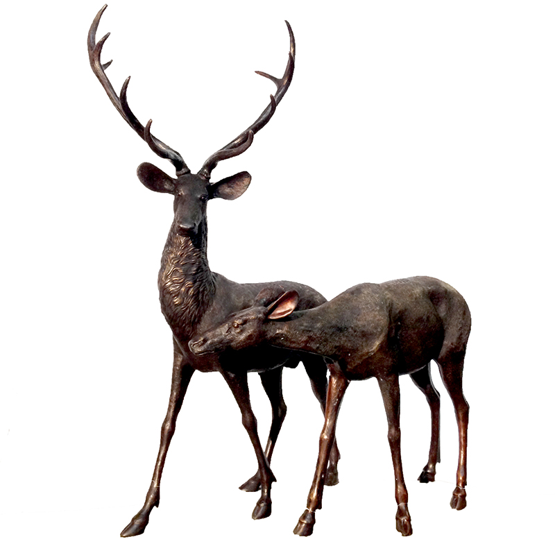 Life Size Bronze Deer and Stag Statue Garden Sculpture