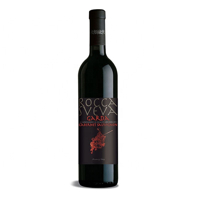 Итальянское красное вино-Cabernet sauvignon garda DOC;Rocca Sveva; Стеклянная бутылка 0,75 л; Цвет: интенсивный рубиновый красный с фиолетовыми отражениями