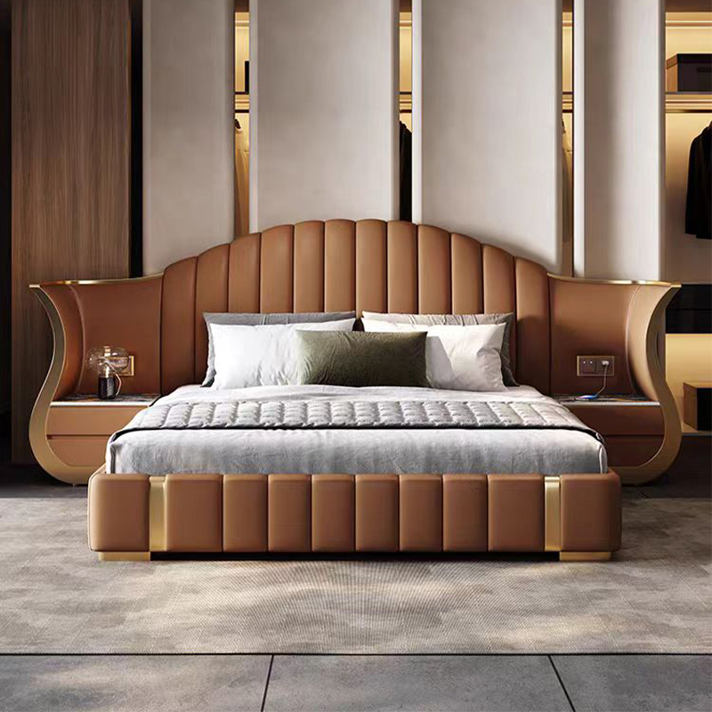 Wholesale Wooden Full Double Bedroom Sets Furniture King Size Leather Bed Master Room Modern Luxury Mdf Bedroom Furniture Set