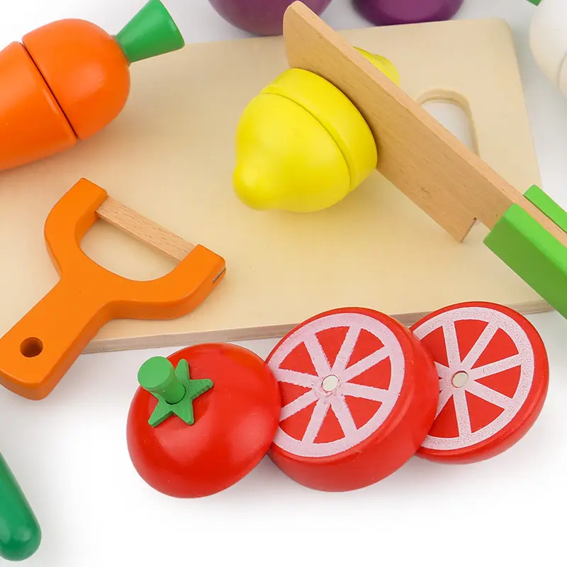 2020 New Hot Kid Wooden Toys Play Simulation Fruits And Vegetables Garden Kitchen Toy Set Wooden Food Toy For Children