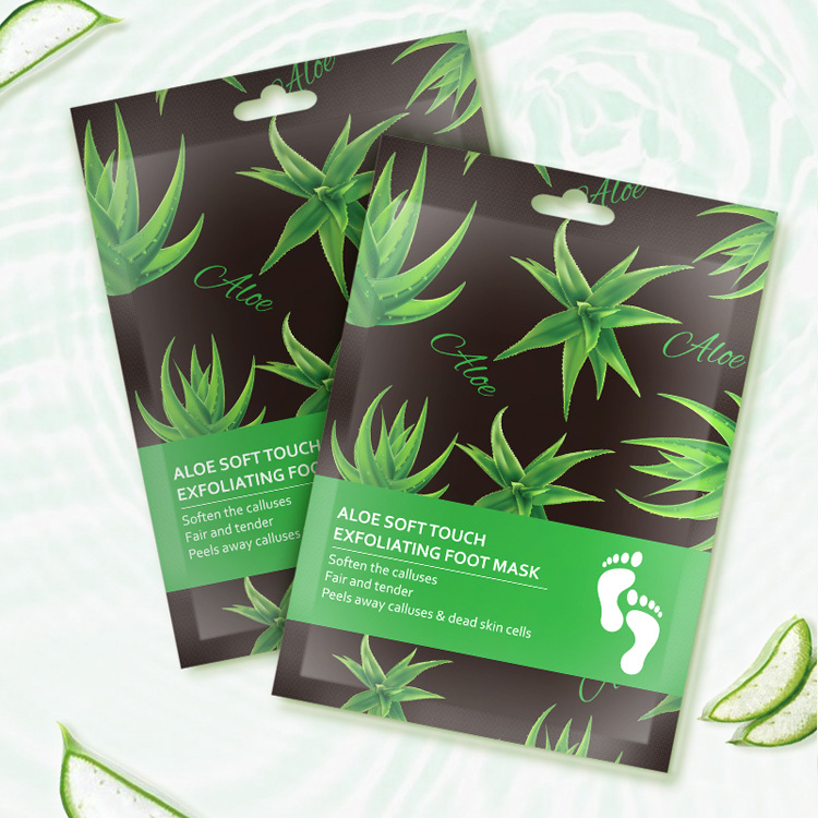2pcs Aloe Vera Pedicure Anti Crack Heel Remove Skin Foot Patch Foot Exfoliation Peeling Sock Mask