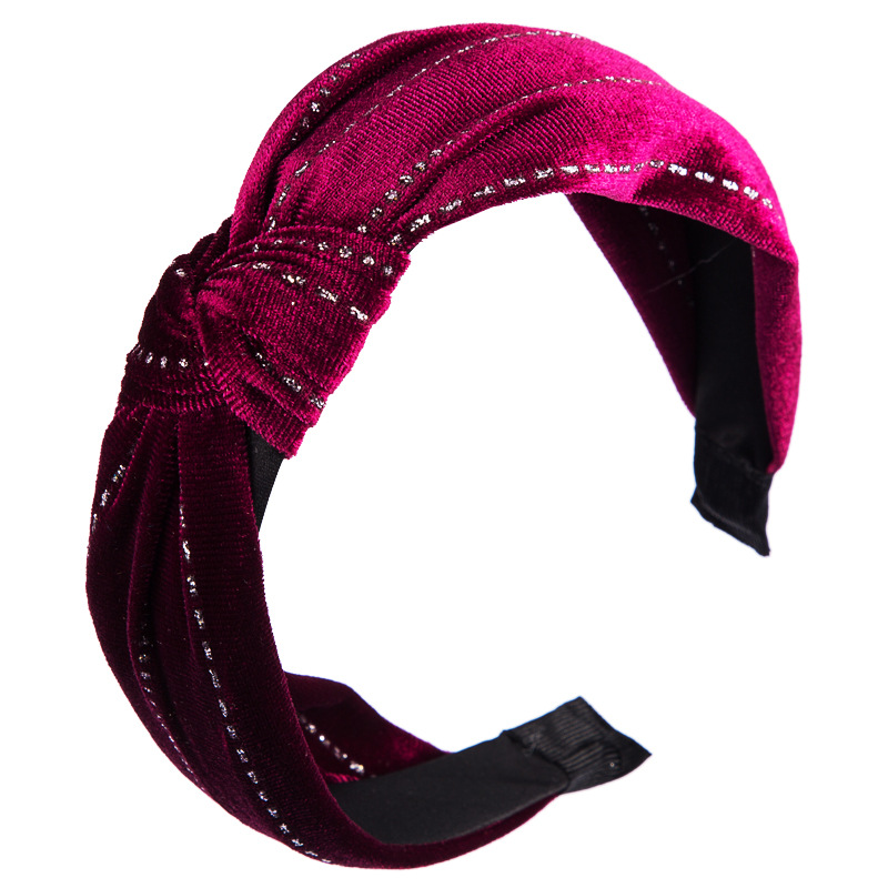 New Crystal Velvet fabric Handmade Knotted Shining Ladies Headband Hair Accessories