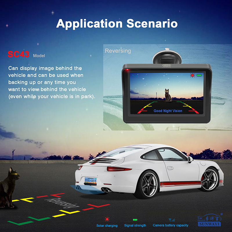2020 Hot-seller IP67 Wireless Solar Backup Camera Kit  Worldwide Universal Car Rearview Reversing