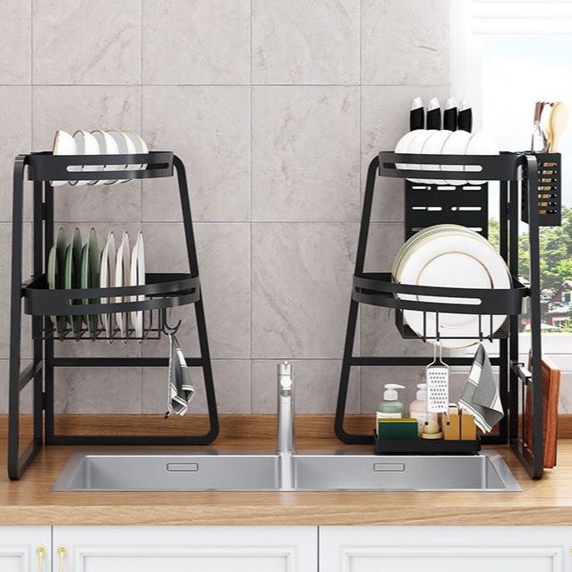 Custom Black Metal Triangle Sink Rack Kitchen Tableware, Chopsticks, Knives, Sanitary Ware Storage Rack