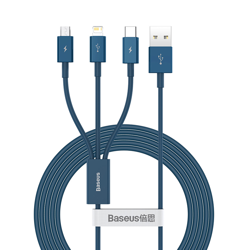 Baseus Superior Series Fast Charging USB to M+L+C 3.5A 1.5m 3 in 1 Data Cable