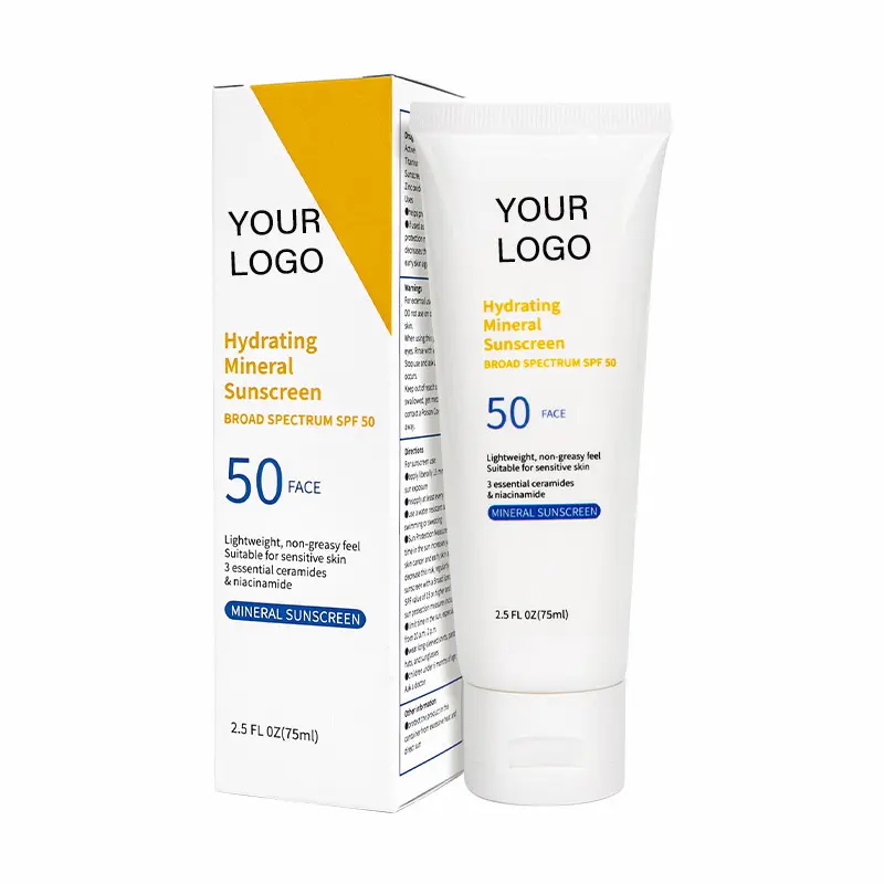 Low Moq Private Label Anti Aging SPF 50 Face oil Free Sun Lotion Uv Sunblock Cream Korean Sunscreen spf50