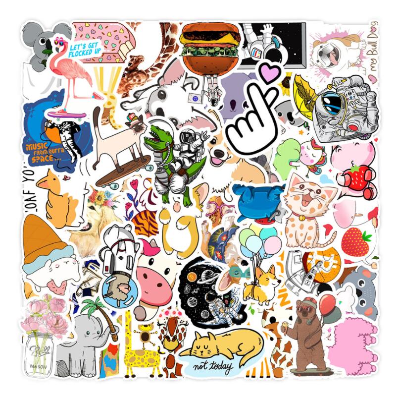 ZY1134C 50Pcs/Bag Animal Funny Meme Stickers for Teen and Kids, Cute Waterproof Laptop Computer Skateboard Bicycle Luggage