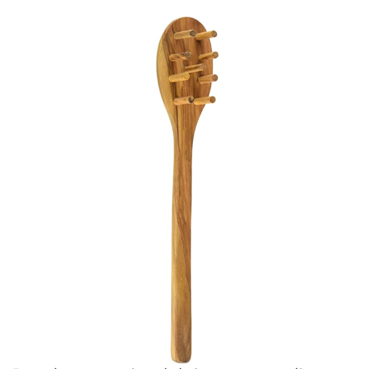Italian Olive Wood Pasta Server Handcrafted 12-Inches wood pasta fork