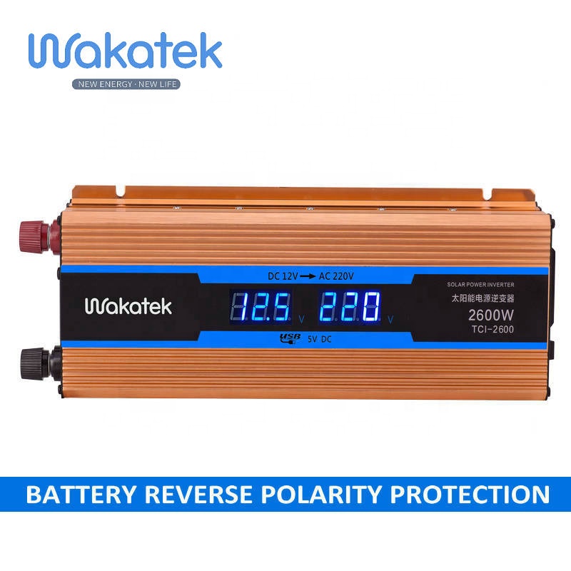 Автомобильный инвертор WAKATEK, модифицированный синусоидальный сигнал, 12 В, Инвертор солнечной энергии, 700 Вт, ва