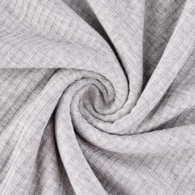 2021 New product 220gsm super soft stretch dyed grey rib knitted fabric for garments