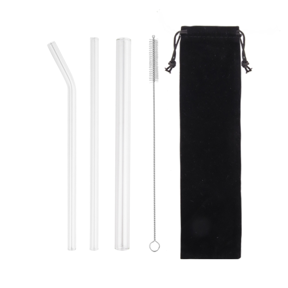 12mm custom logo Clear reusable curve glass straw pyrex transparent bubble drinking straw glass