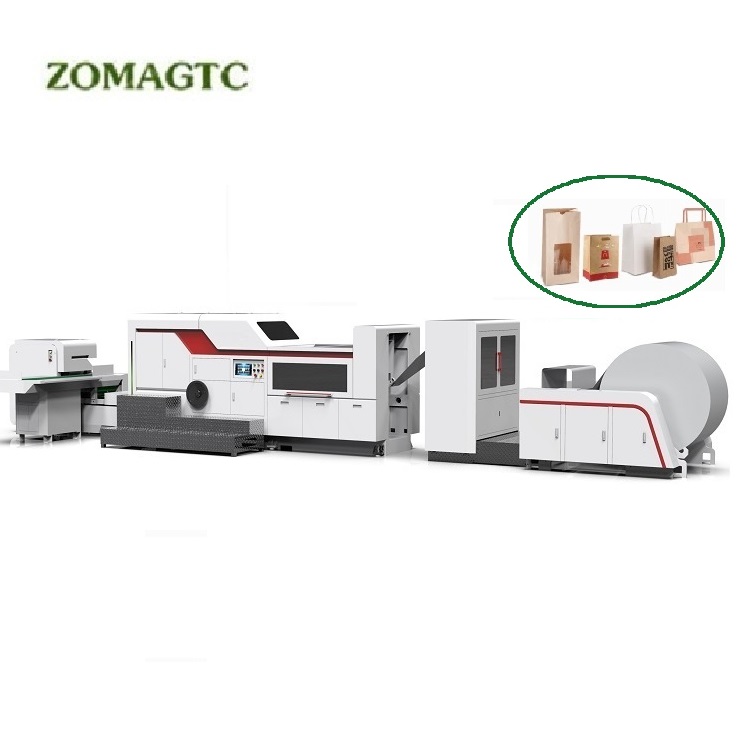 Full Automatic Paper Shopping Bag Making Machines Price Square Bottom Kraft Bags Industrail Machine