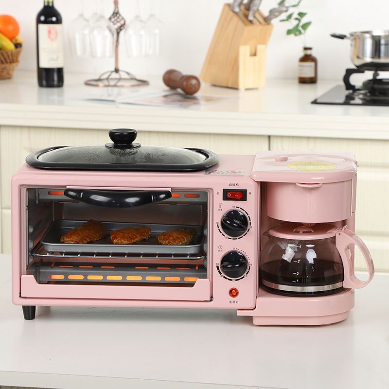 Factory Price 3 in 1 multi function breakfast maker machine with toast oven coffee pot frying pan, 3 in 1 breakfast maker