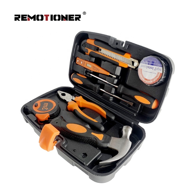 Hot Sell 9pcs Hardware tool Kits Family Safety Home Tools Set with black tools set box