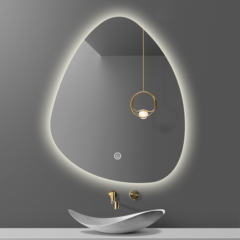 Hot sale bathroom water drop shape LED light wall mirror Special shaped oval mirror on the wall of toilet hand washing table