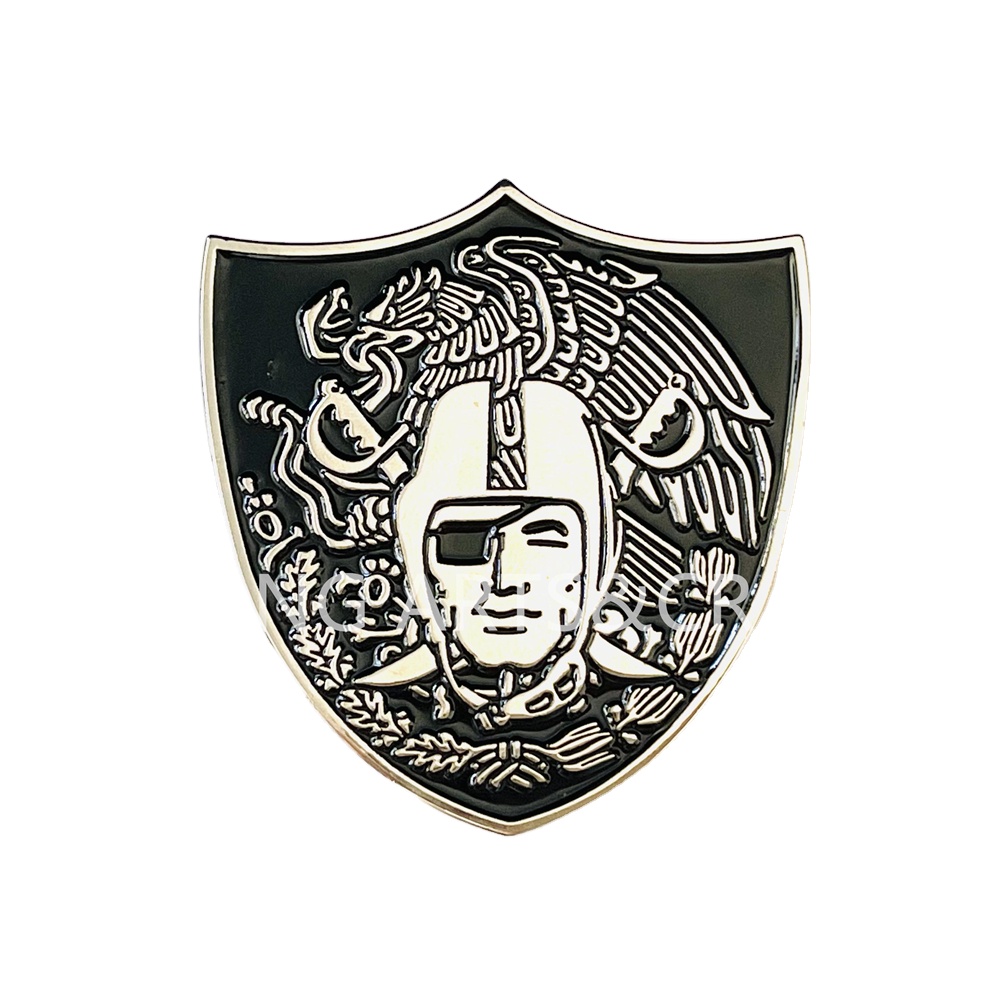 China Manufacturer Custom Cute Metal Lapel Pin Enamel Pin Hard Enamel nfl raiders Sport logo Brooch