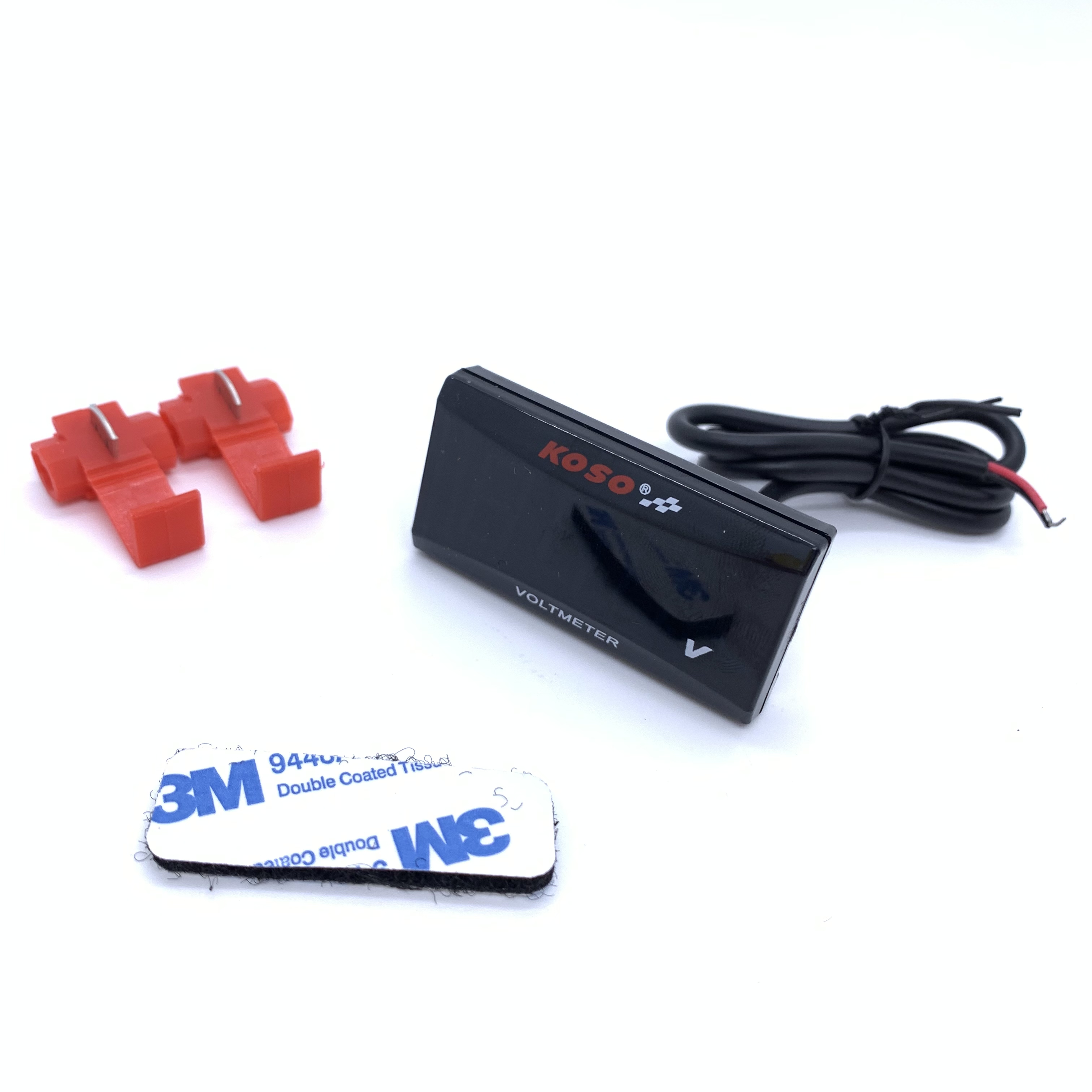 KOSO ultra-thin voltage display meter 12-150V Red background light All motorcycles can be installed