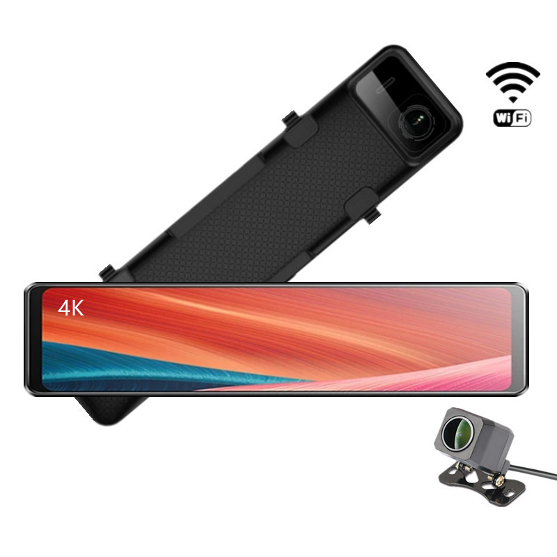 4K 12Inch LCD 2160P Front 1080P Rear WiFi 170 Wide Angle Dual Dashboard Camera Recorder Car Dash Cam