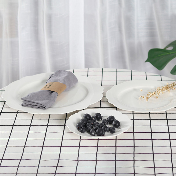 Wholesale dinnerware charge plate restaurant hotel use irregularity shape white ceramic porcelain plates