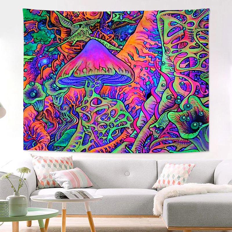 Wholesale 3D Print Trippy Mushroom Tapestry Hippie Psychedelic Abstract Wall Hang Tapestries