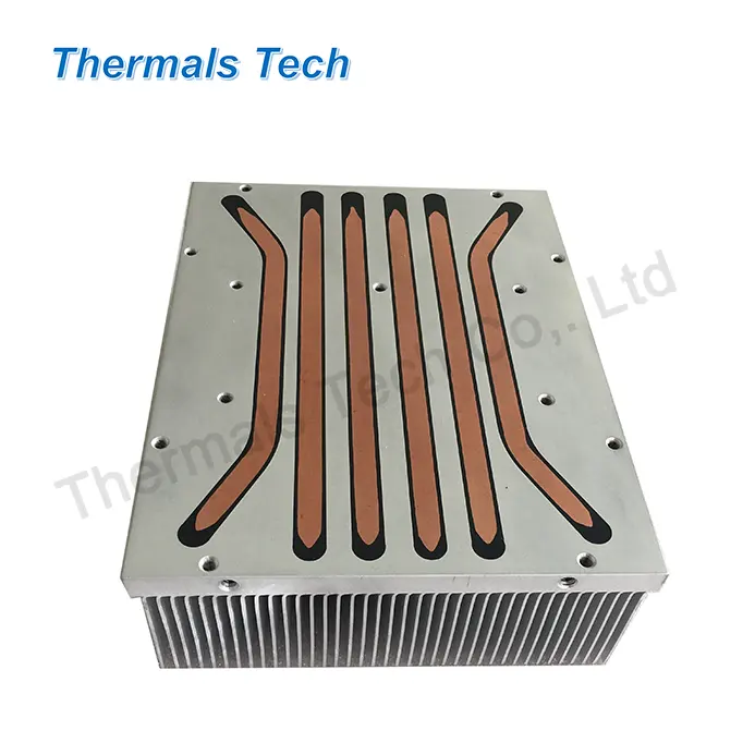 Large Aluminum Skived Fin Heat Pipe Heat Sink With For 3000W Industrial Electronics IGBTs