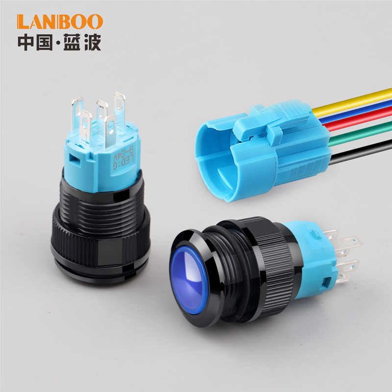 LANBOO 16mm ON OFF momentary plastic push button switch with LED 24V220V