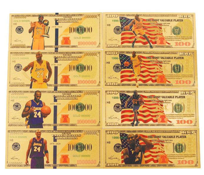 collection commemoration Kobe banknote $100 kobe basketball match money gold foil currency one hundred dollar bills