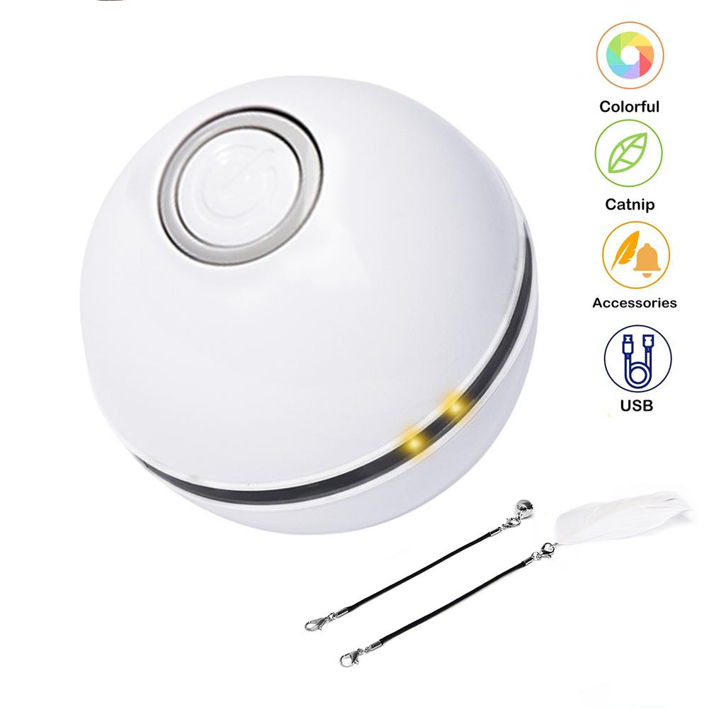 Wholesal cat toy activation automatic motion LED feather magic roller ball dog cat toy