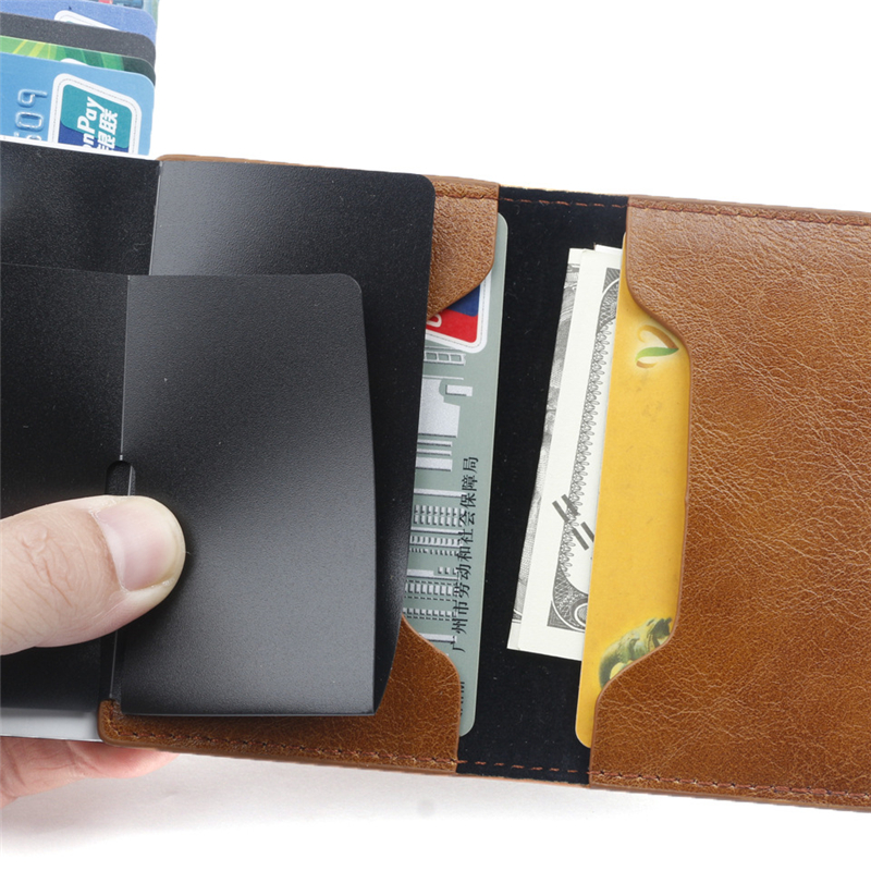 2021 новый дизайн анти-Магнитный кожаный ПУ Кошелек Алюминиевый Rfid Theftproof держатель для карт мобильный телефон Слинг Сумка